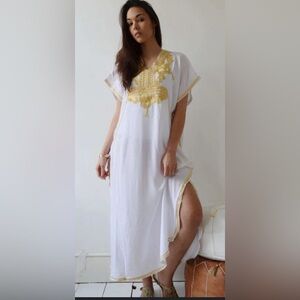 Chic White and Gold Women's Swim Coverup